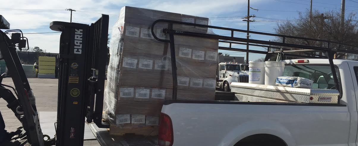 truck loaded with equipment for popcorn ceiling removal in Rocklin